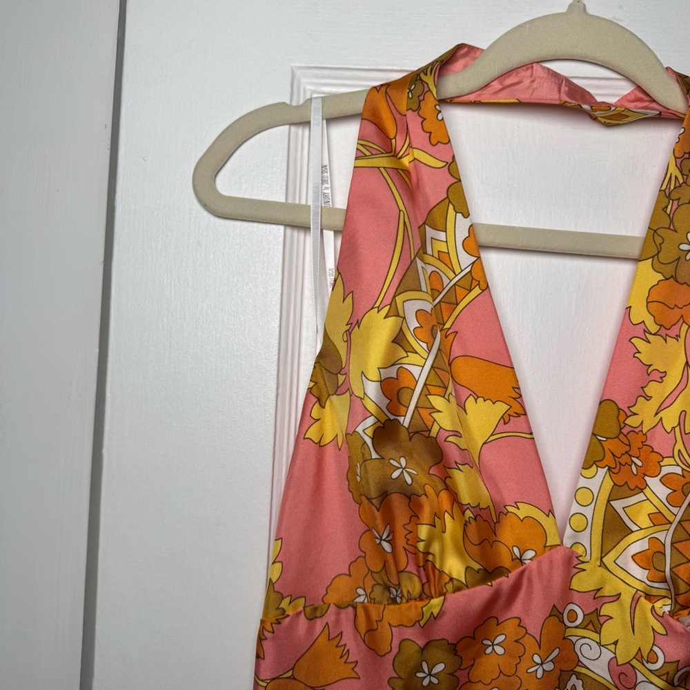 Laundry by Shelli Segal Vintage 90s 100% Silk Halter Dress NEW 10 - Picture 4 of 13